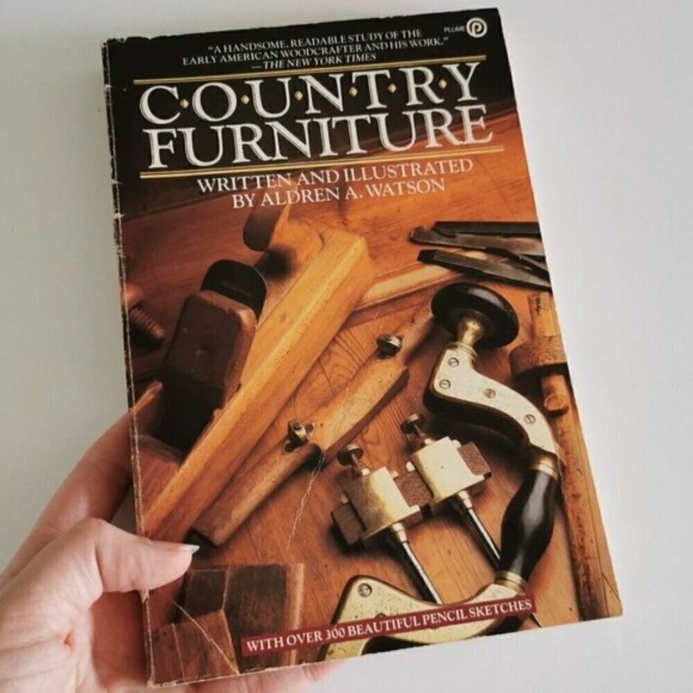 1976 Country Furniture Book Aldren Watson, Woodcraft Pencil Sketches Illustrated